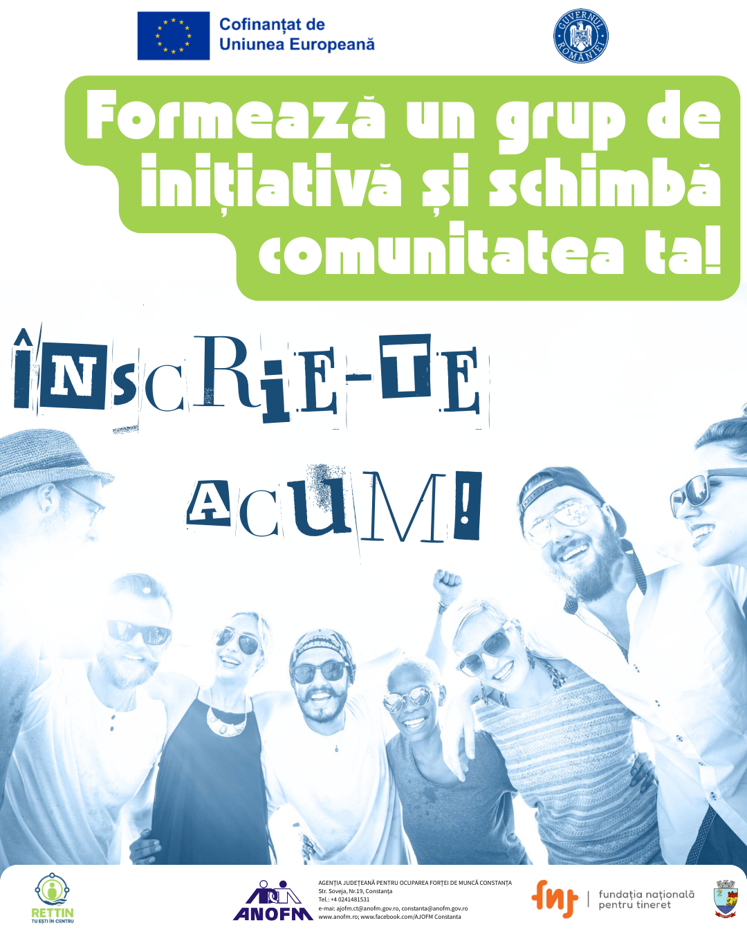 IMPLICAREA TINERILOR ÎN COMUNITATE: Înscrie-te acum! Formează un grup de inițiativă și schimbă comunitatea ta!