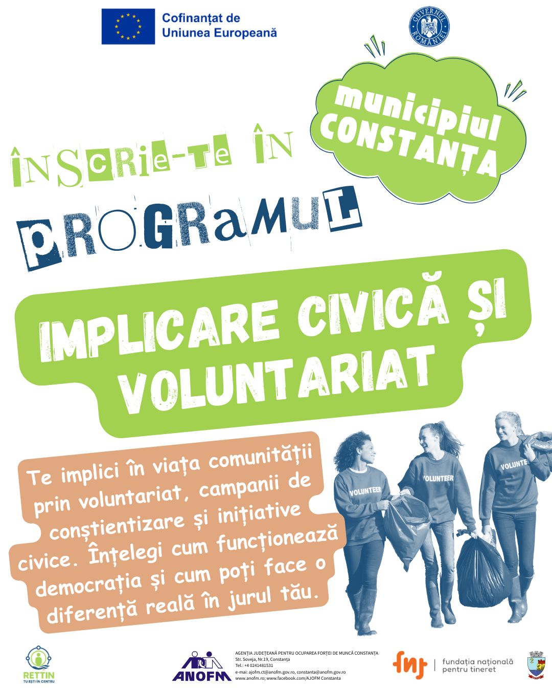 Înscrie-te în Programul IMPLICARE CIVICĂ ȘI VOLUNTARIAT